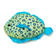 Load image into Gallery viewer, Calypso Conch: "Blink" Peacock Flounder Plush Toy with puppet pocket
