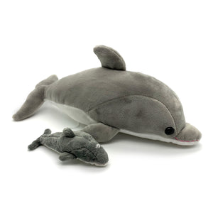 Dolphin Discovery: "Mummy" and Baby "Dart" Dolphin Plush Toys (2 connected pieces)